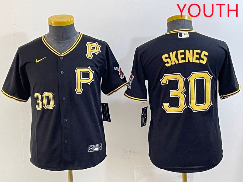 Youth Pittsburgh Pirates 30 Skenes Black Game 2025 Nike MLB Jersey style 1